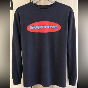 Supreme Ripple LS Tee Navy